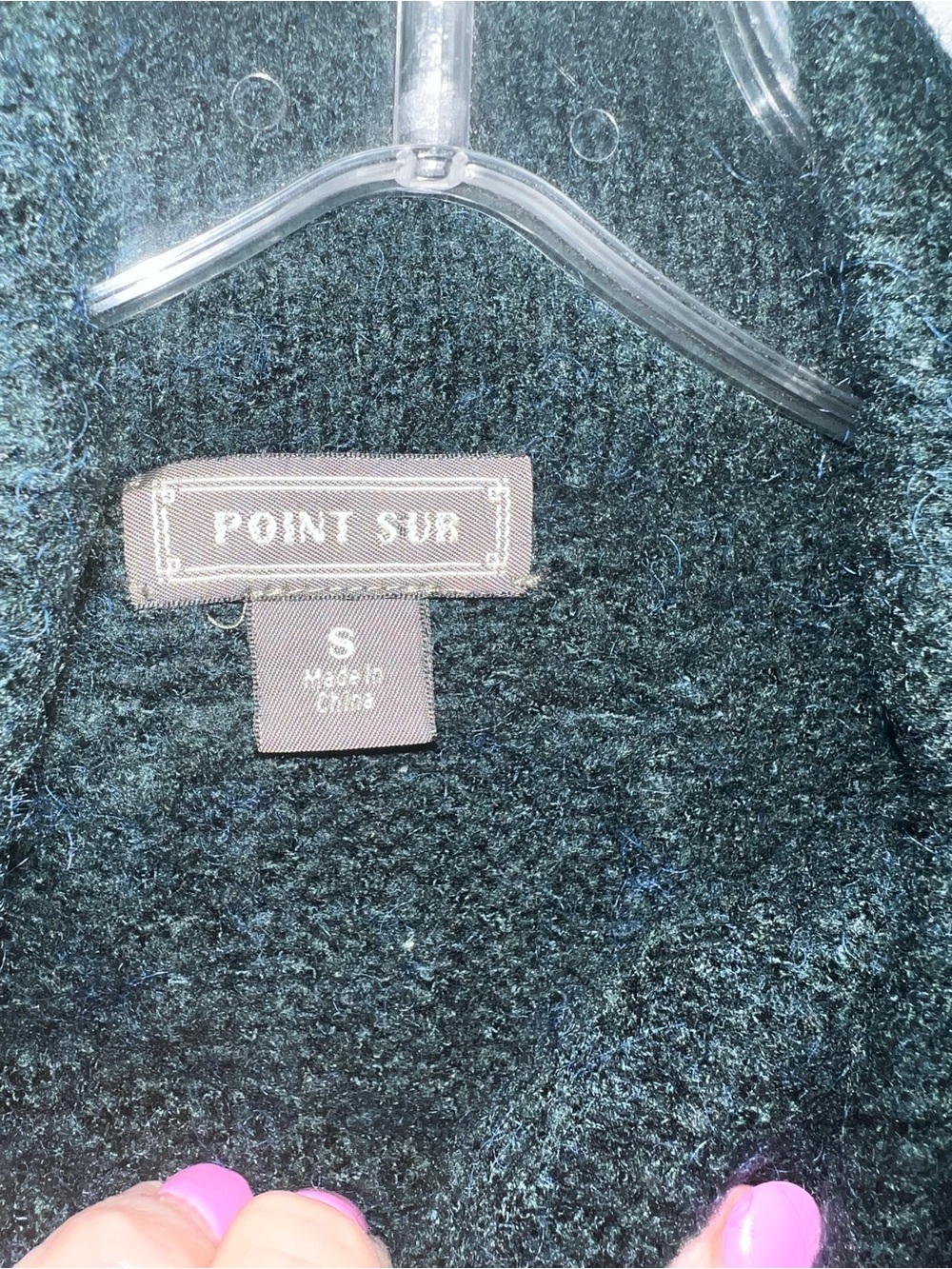 POINT SUR J CREW Cable Knit Mock Neck Sweater Pullover Green Deep Teal Sz Small - Picture 3 of 7